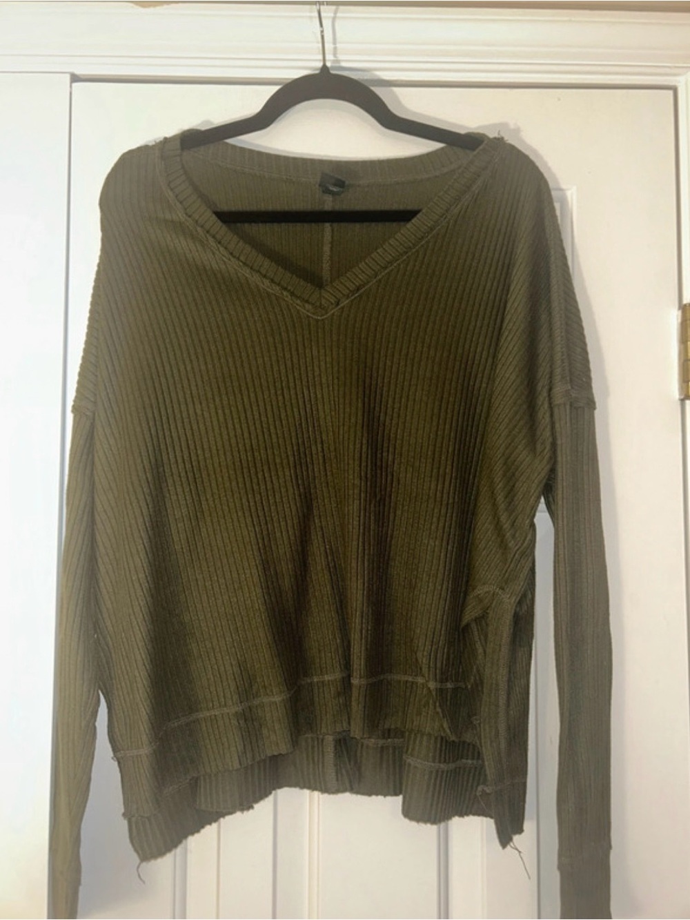 wild fable Olive Green Ribbed V-Neck Sweater